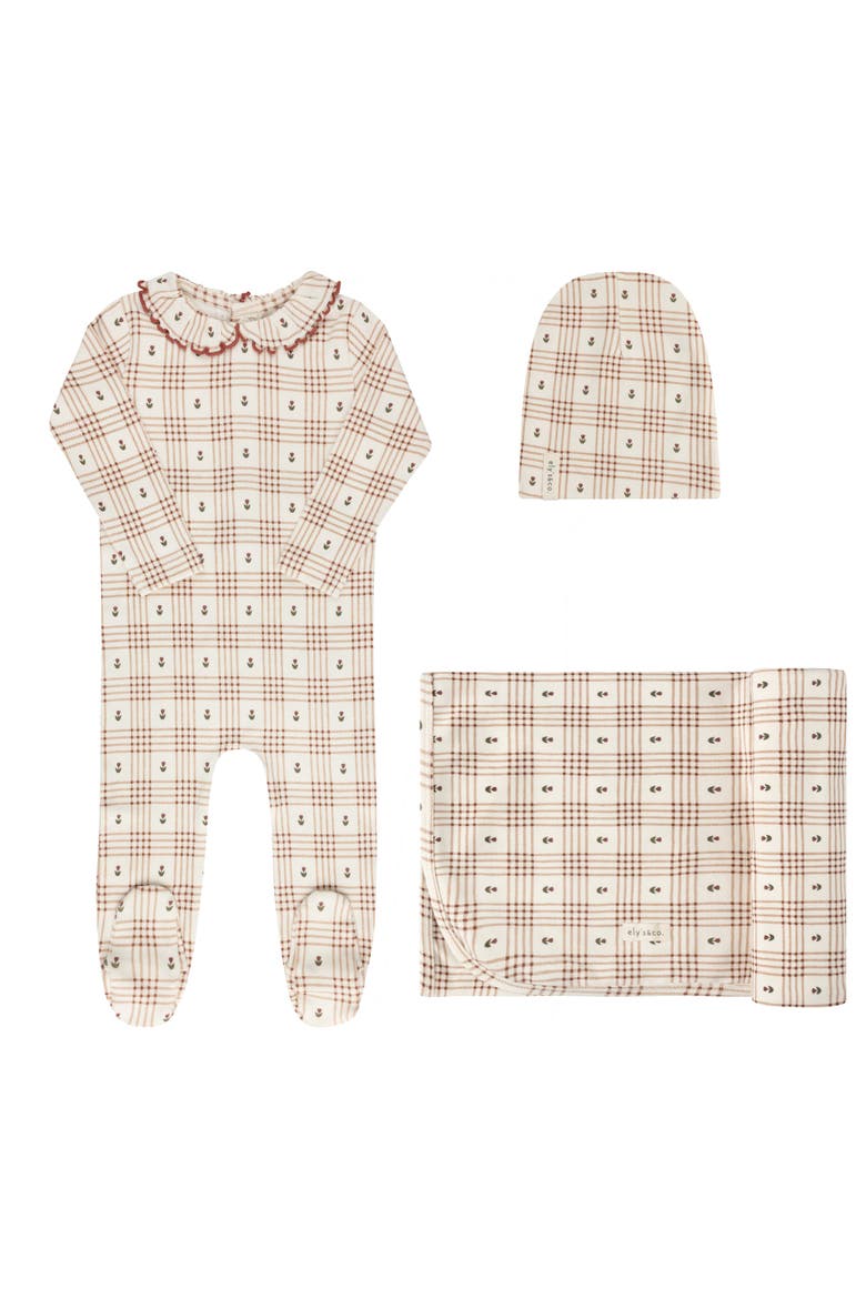 Cotton Floral Plaid Collection - Take Me Home Set, Main, color, Ivory/Pink