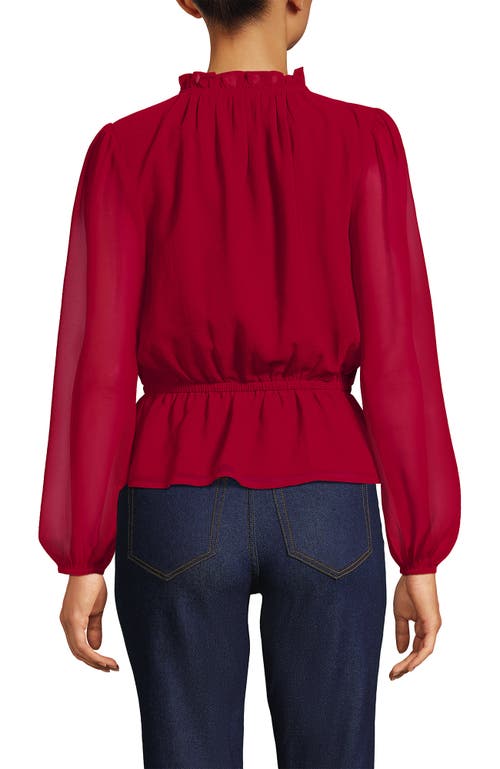 Lands' End Chiffon Peplum Top In Red