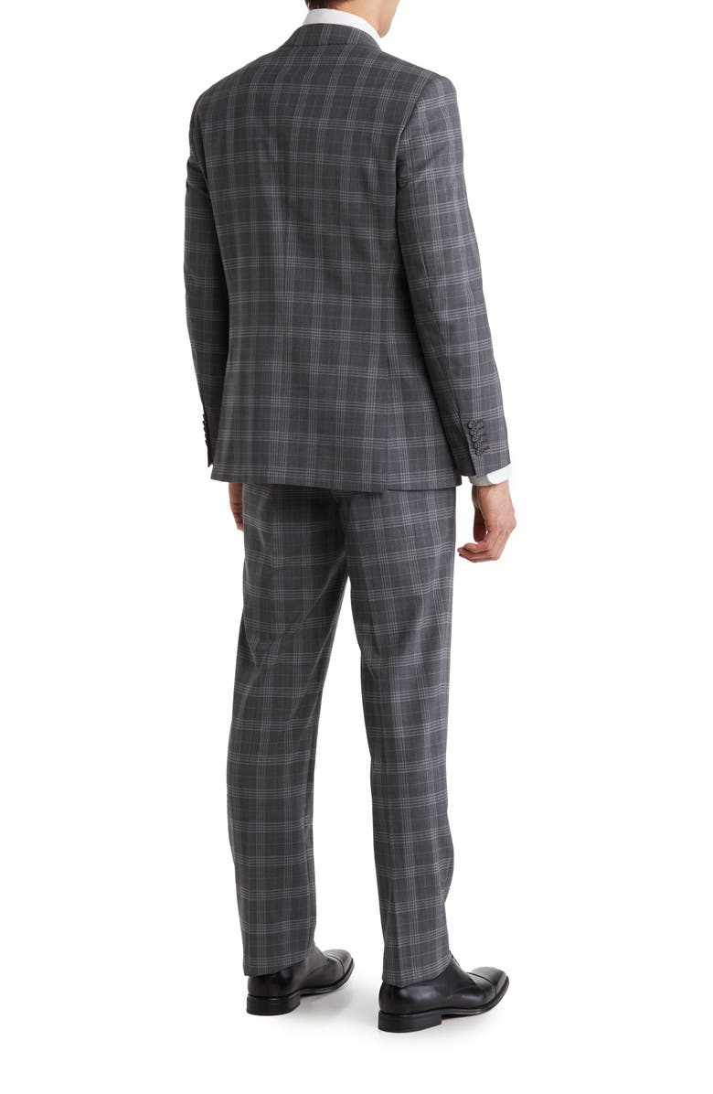 English Laundry Plaid Two Button Peak Lapel Wool Blend Trim Fit Suit, Alternate, color,