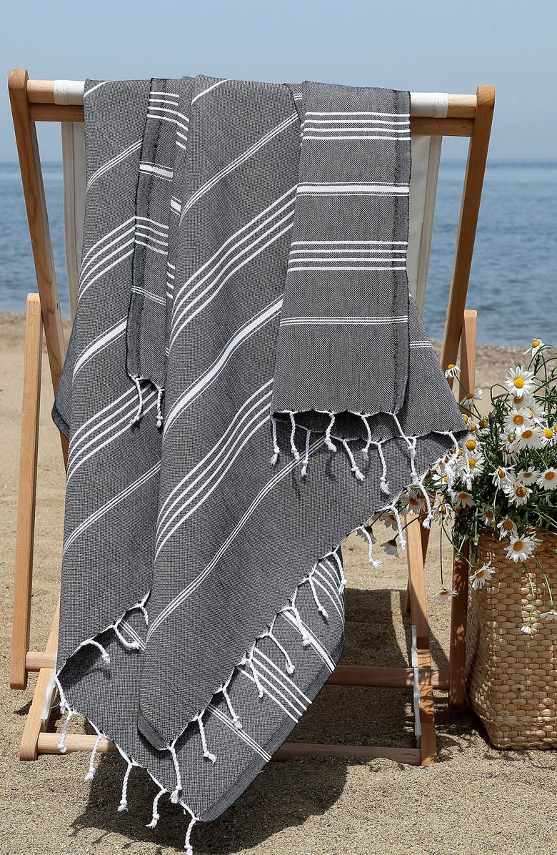 Linum Home Textiles Set of 2 Lucky Stripe Turkish Cotton Beach Towels, Alternate, color, 