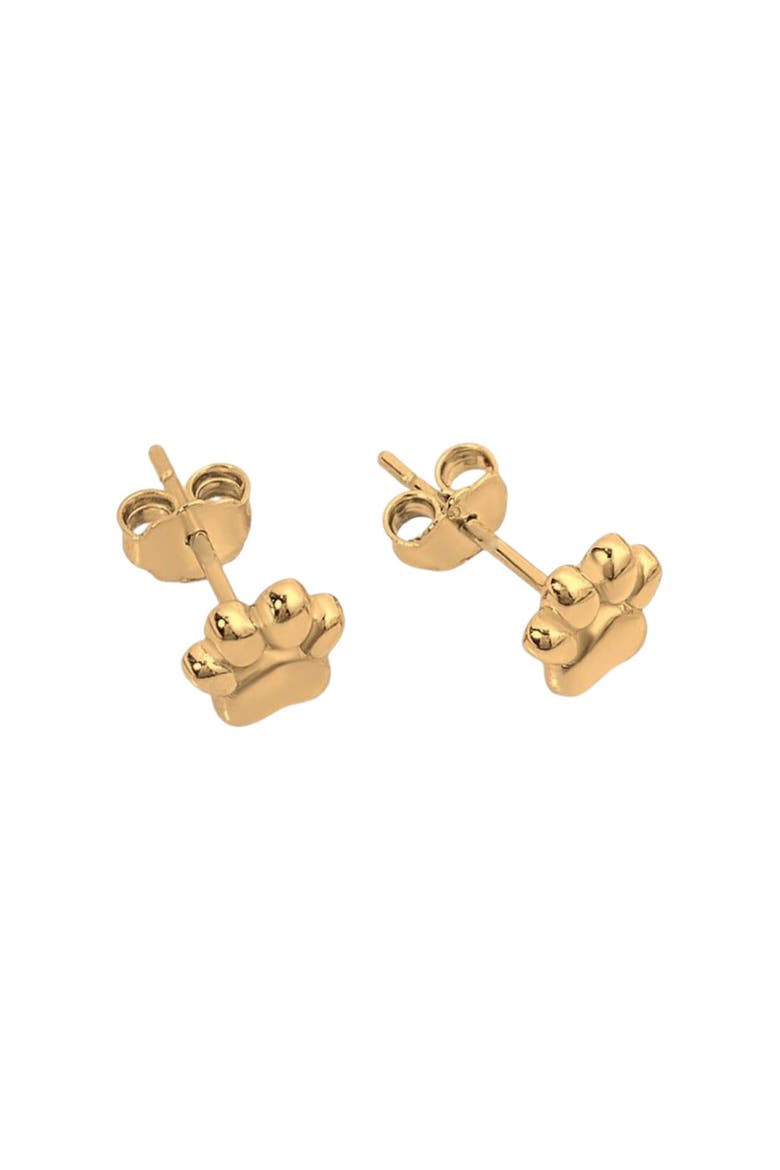 Pawfect Mini Paw Print Stud Earrings, Alternate, color, Gold