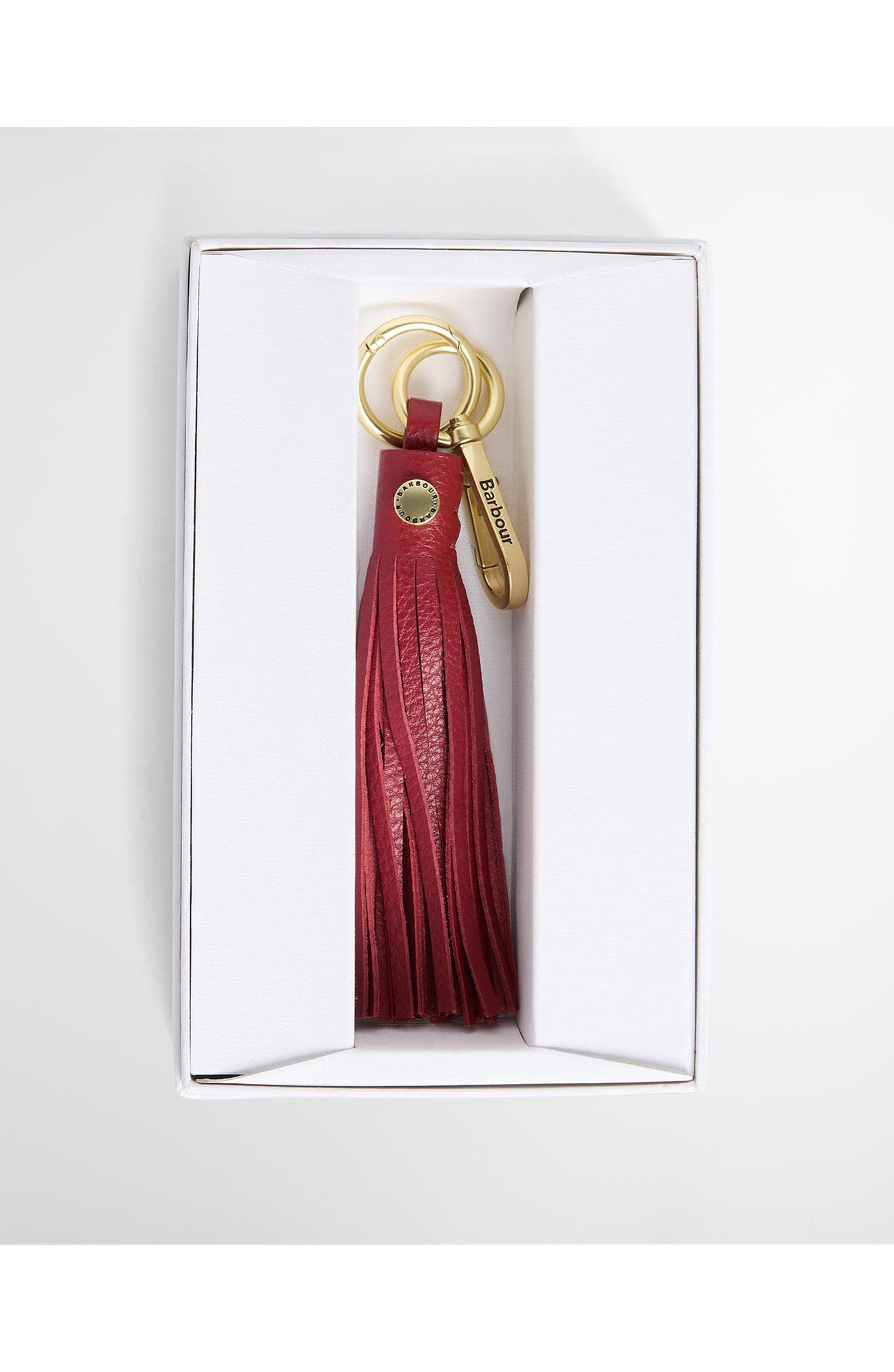 Tassel Leather Bag Charm, Alternate, color, RED