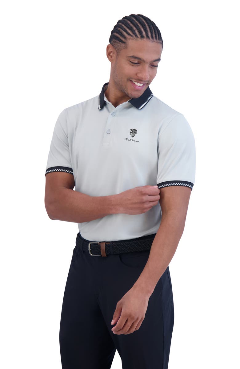 Ben Sherman Checker Rib Air Piquè Golf Polo, Alternate, color, Light Grey