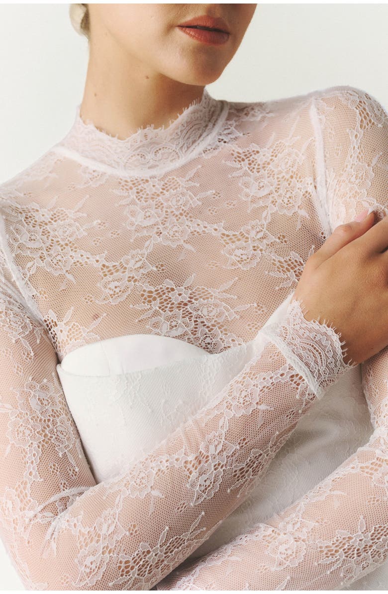 Six Stories Lace Sleeve Cup Detail Midi Dress, Alternate, color,