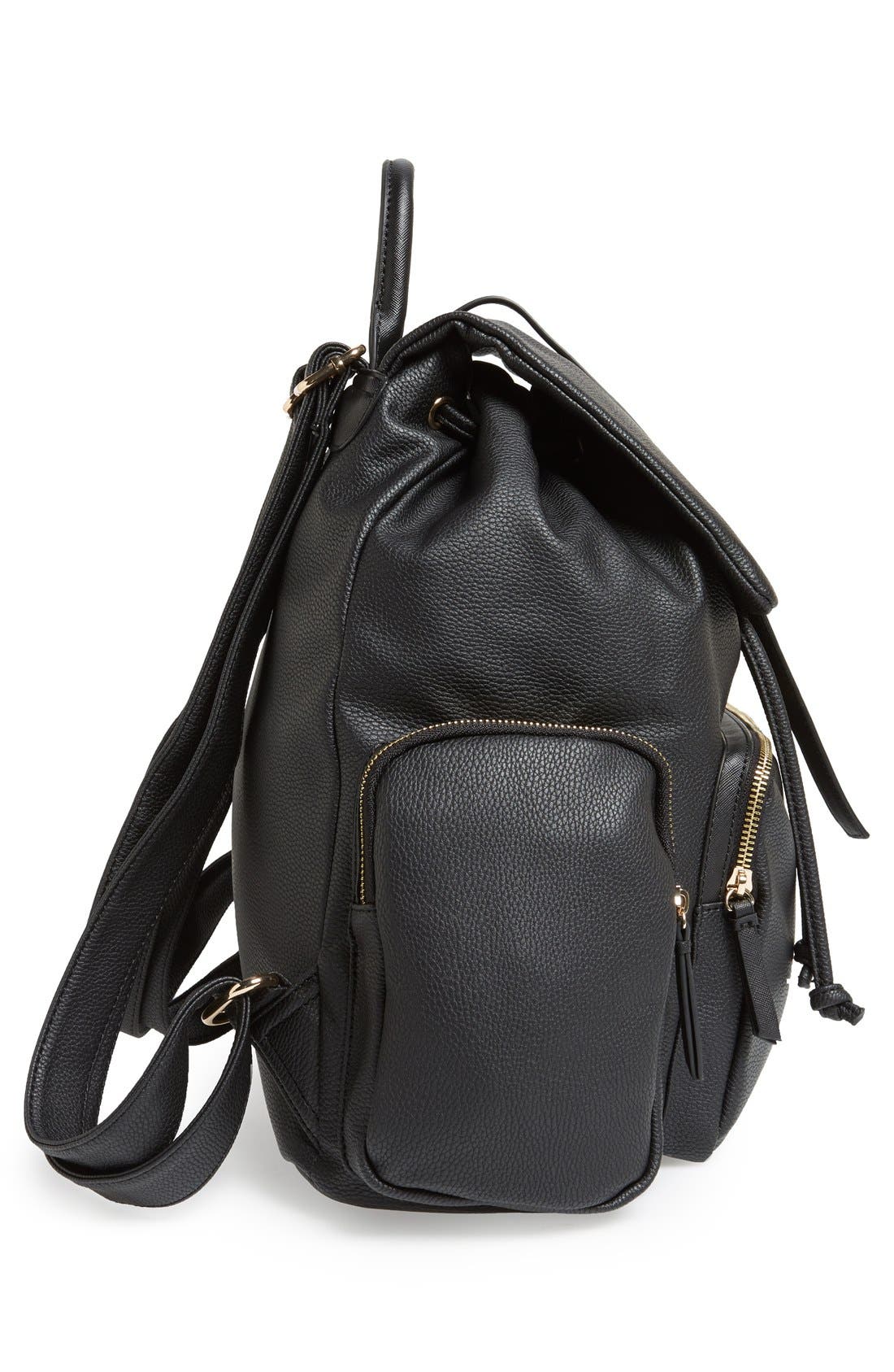 Topshop Faux Leather Backpack, Alternate, color, 