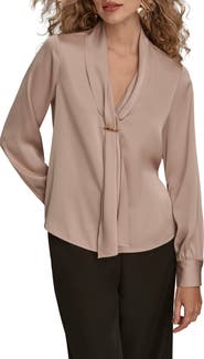 Donna Karan New York Tie Neck Satin Shirt