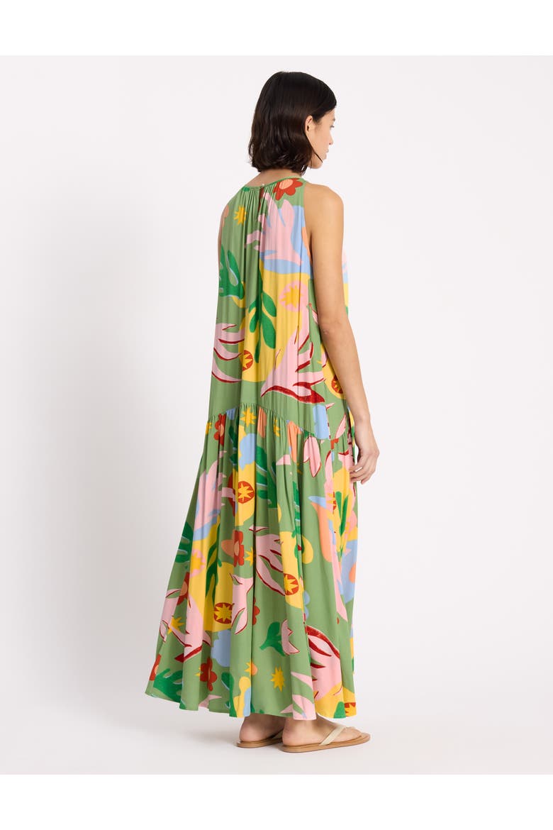 Tropique Print Halter Neck Maxi Dress, Alternate, color, Green