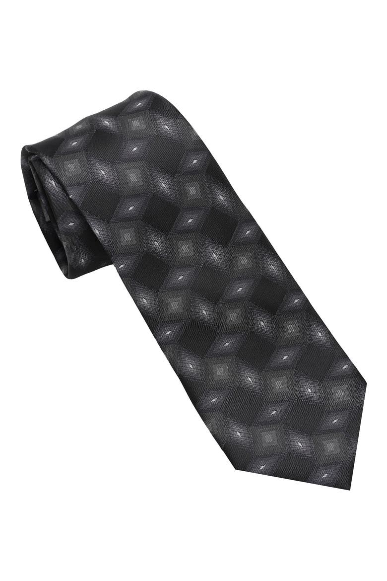 Tossed Diamond Jacquard Tie, Main, color, BLACK/ WHITE