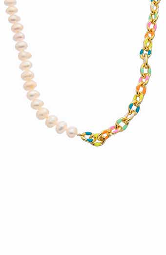 Faux Pearl Mix Chain Necklace