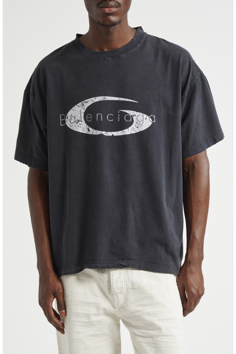 Loop Sports Icon Distressed Boxy Logo Graphic T-Shirt (Men