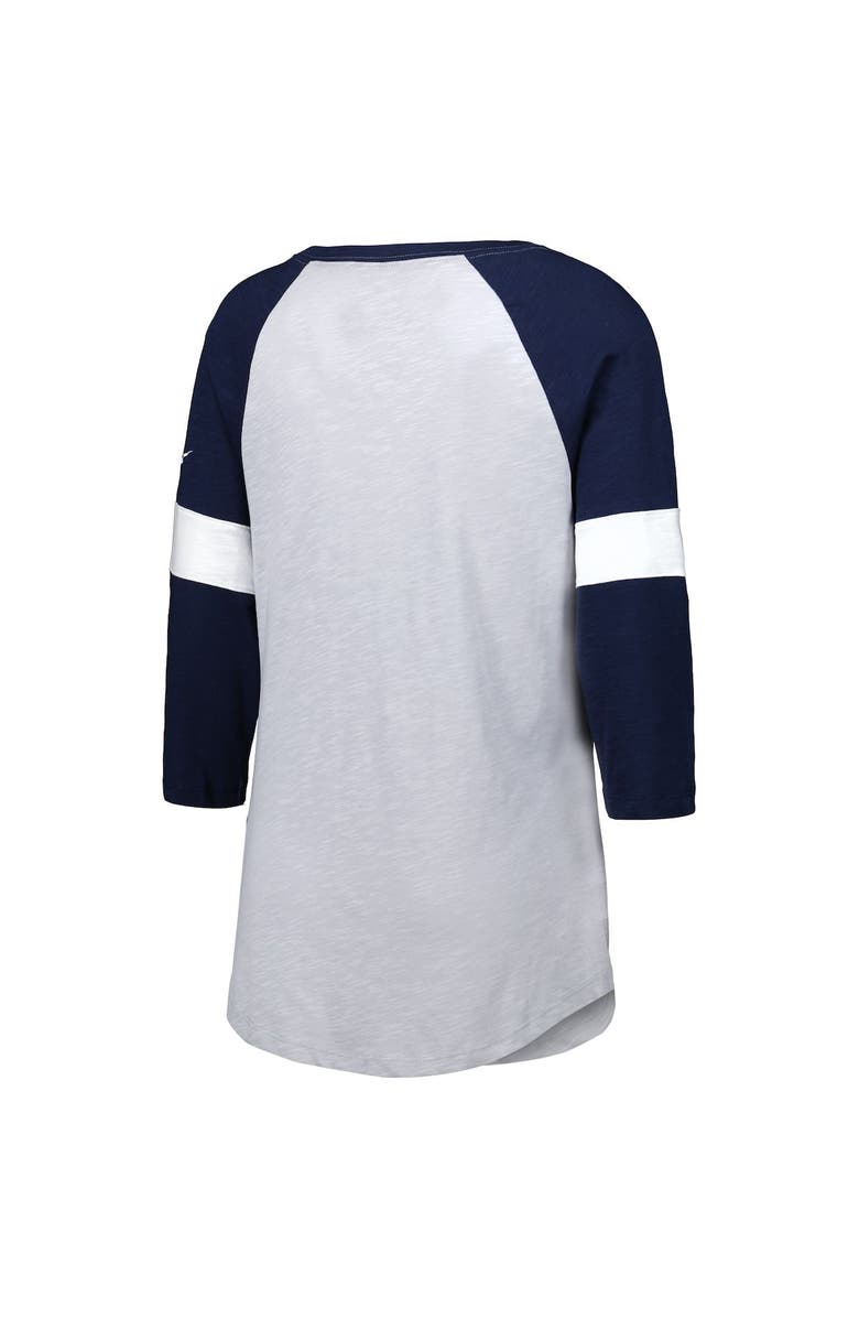 Nike Women's Nike Dallas Cowboys Heather Gray/Navy Football Pride Raglan 3/4-Sleeve T-Shirt, Alternate, color, Heather Gray