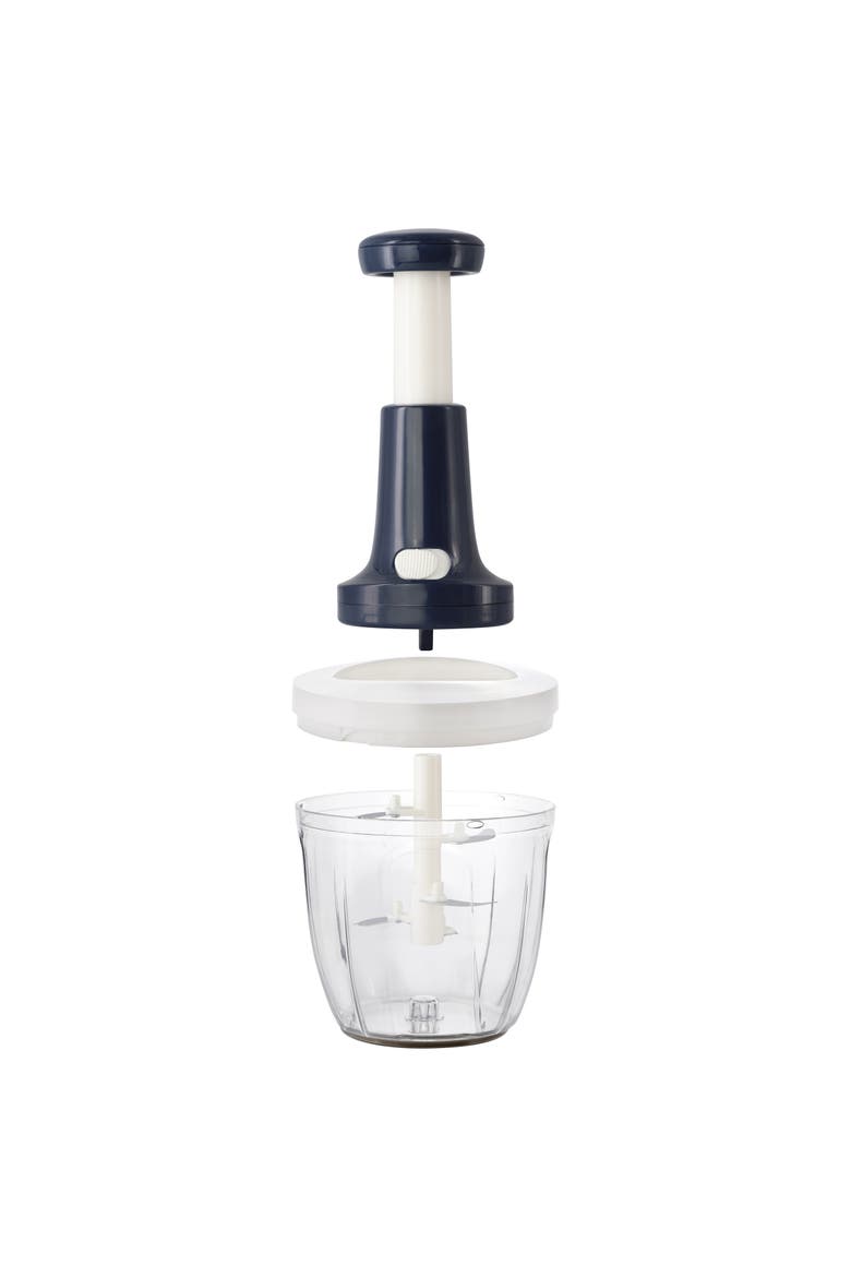 9x5" Push Top Stainless Steel Vegetable Chopper in Navy, Alternate, color, Blue