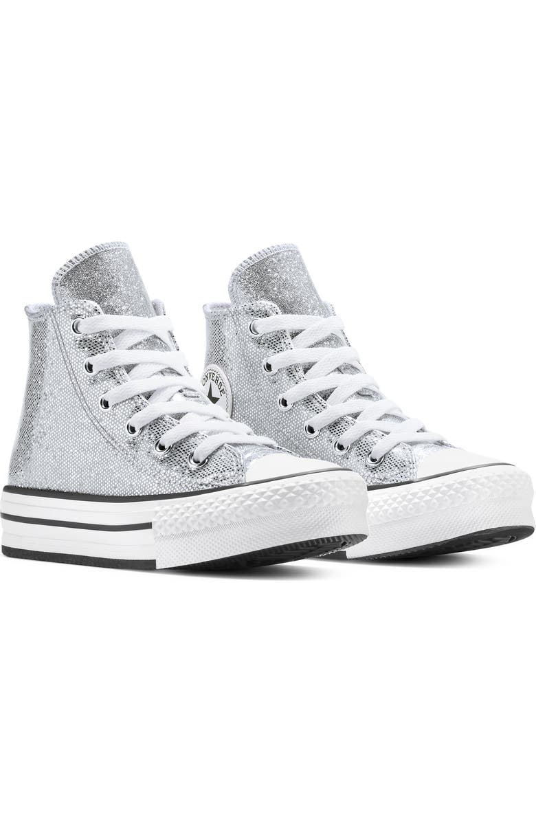 Converse Kids' Chuck Taylor All Star Lift Disco High Top Platform Sneaker, Main, color, Silver/ White/ Barely Grey