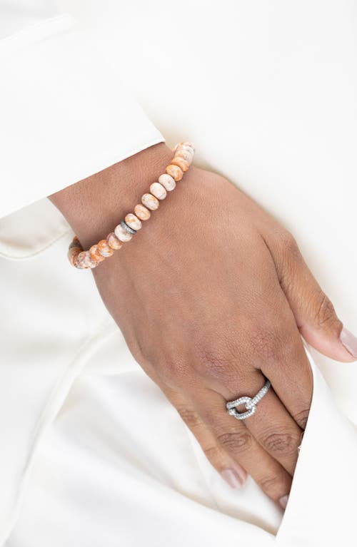 Sheryl Lowe Mexican Fire Opal 8mm Bead Bracelet With Diamond Rondelle