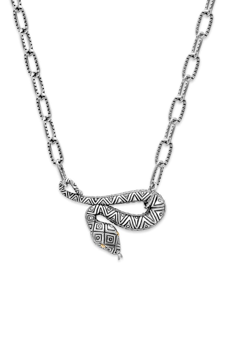 Sterling Silver & 18K Gold Snake Pendant Necklace, Main, color, SILVER AND GOLD