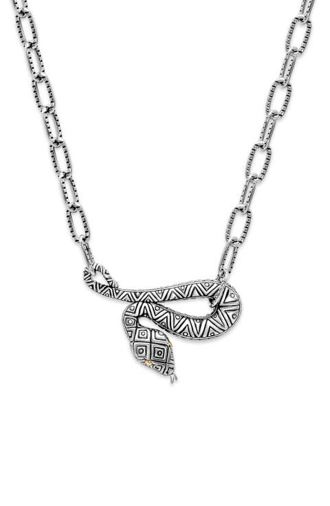 Sterling Silver & 18K Gold Snake Pendant Necklace