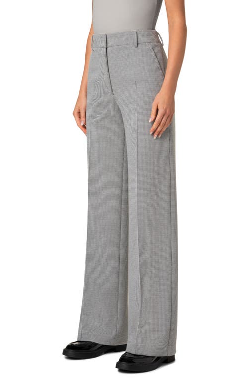 Akris Punto Chiaro Micro Houndstooth Jersey Straight Leg Pants In Black-cream