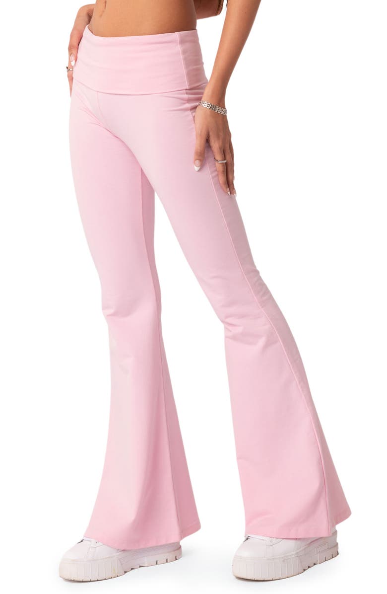 EDIKTED Naomi Flared Knit Pants, Alternate, color, Light-Pink