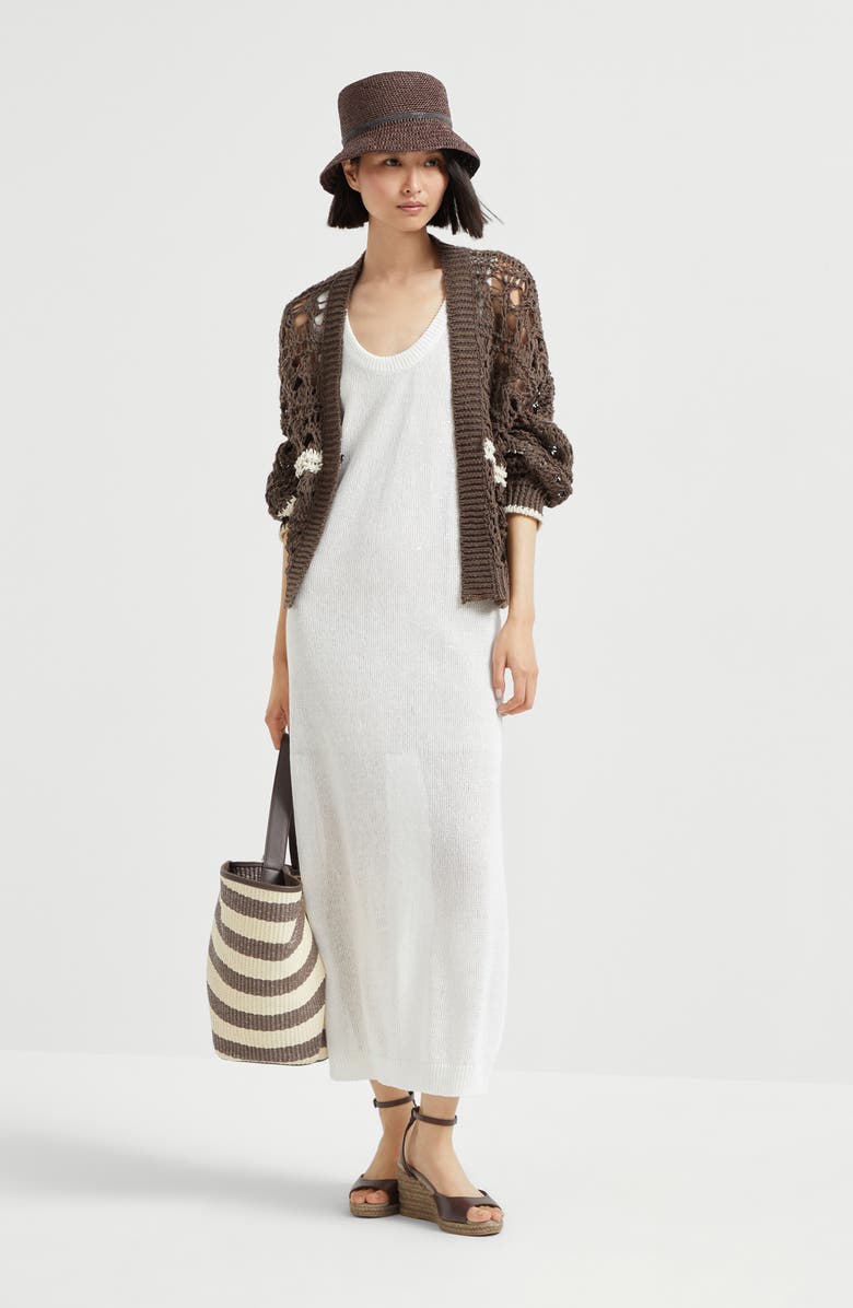 Brunello Cucinelli Linen and silk Diamond yarn dress, Alternate, color, 