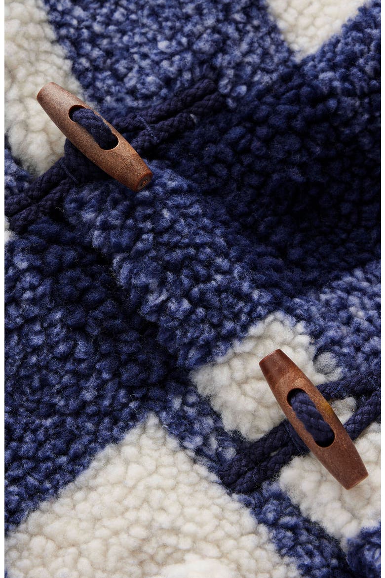 Kids' Check Fleece Hooded Duffle Coat, Alternate, color, NAVY GINGHAM