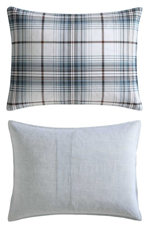 Eddie Bauer Alder Plaid Reversible Comforter Set In Blue Grey