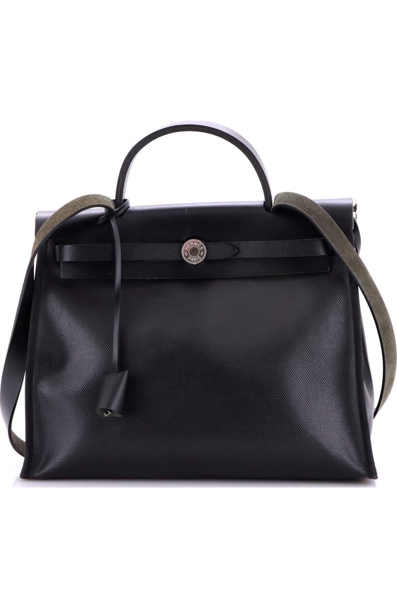 Pre-Owned Hermes Herbag Zip Berline Vache Canvas and Leather 31, Main, color, Noir