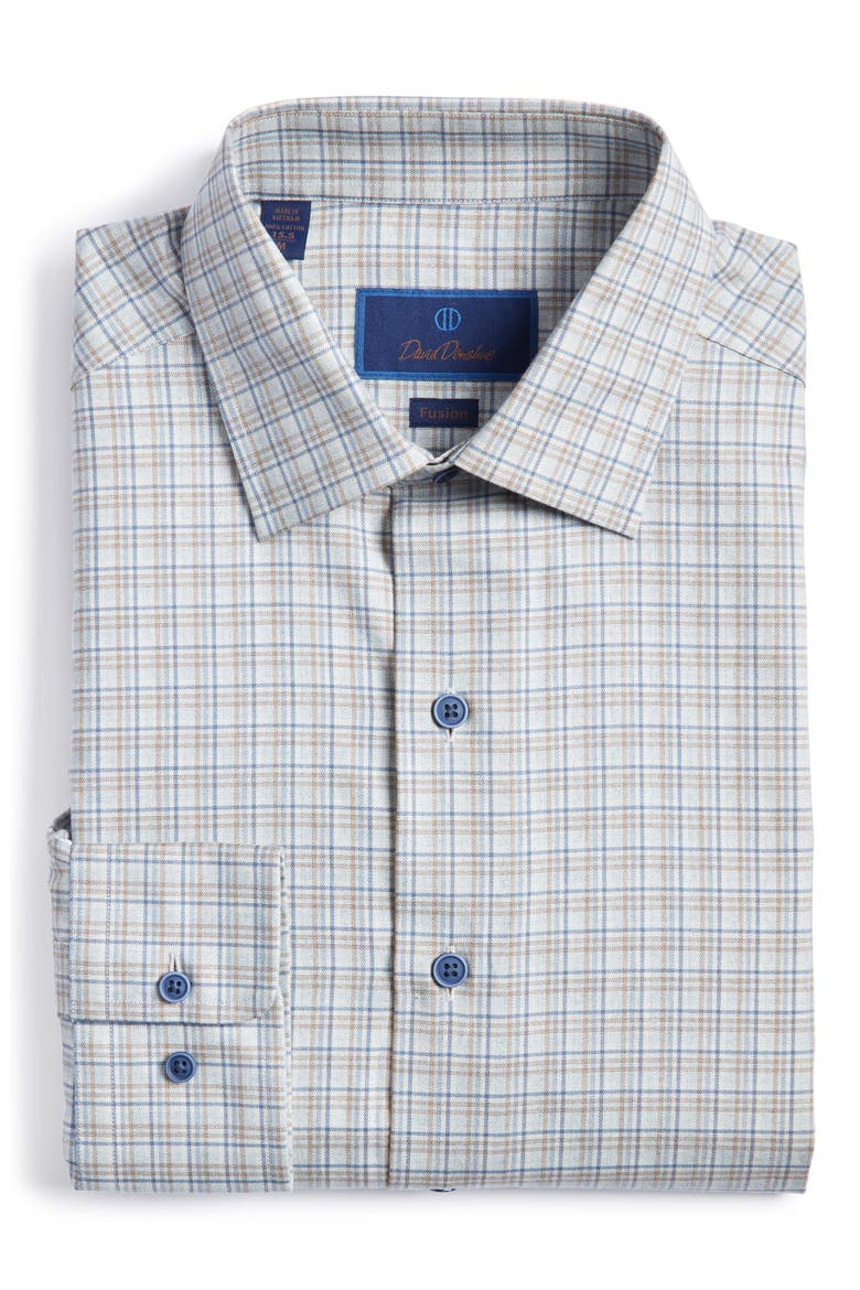 Trim Fit Check Dress Shirt, Alternate, color, BLUE