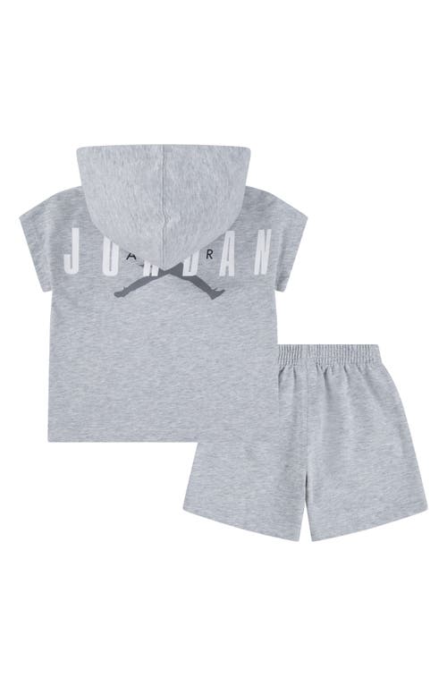 Jordan French Terry Henley Hoodie & Sweat Shorts Set In Light Grey Heather