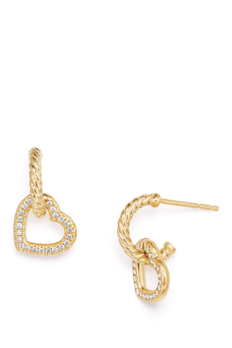 Heart Drop Earrings with Diamonds in 18K Gold, Main, color, GOLD