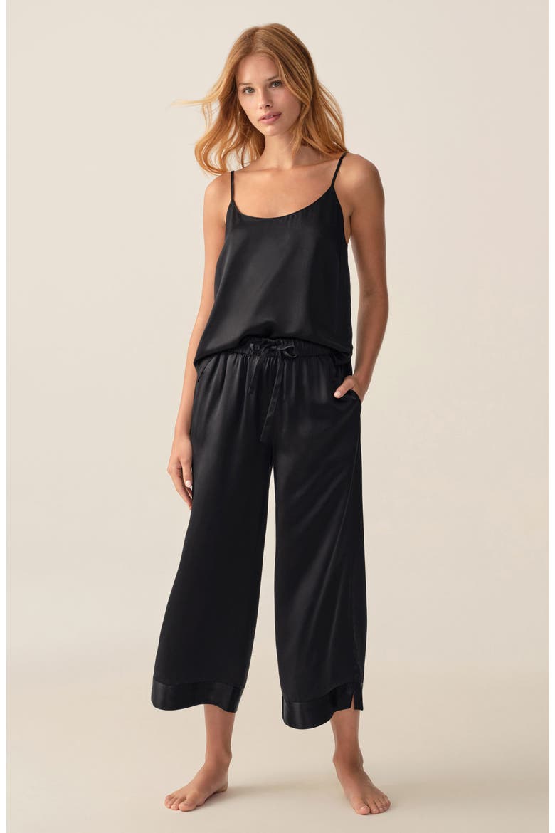 Silk Pajama Camisole, Alternate, color, BLACK