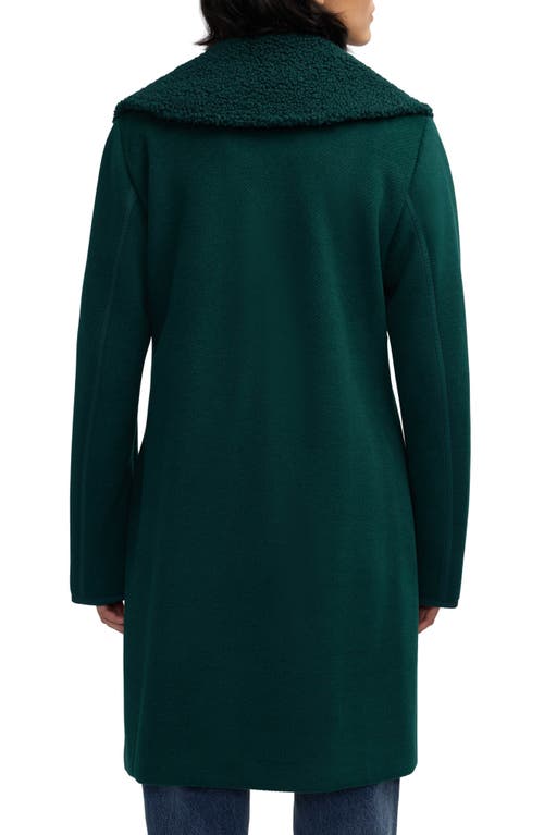 Scotch & Soda Runa Faux Shearling Collar Peacoat In Green