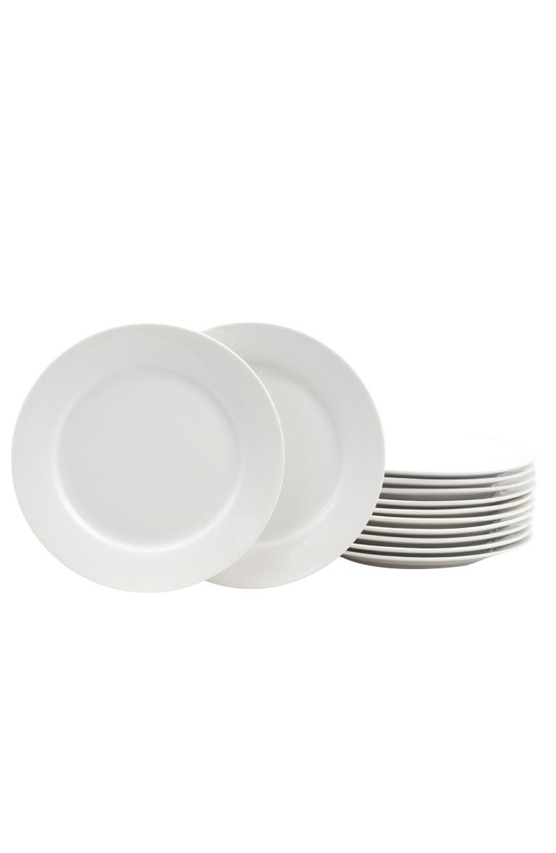 Gibson Home Noble Court 7.5 inch Dessert Plate Set , Set of 12, Main, color, White