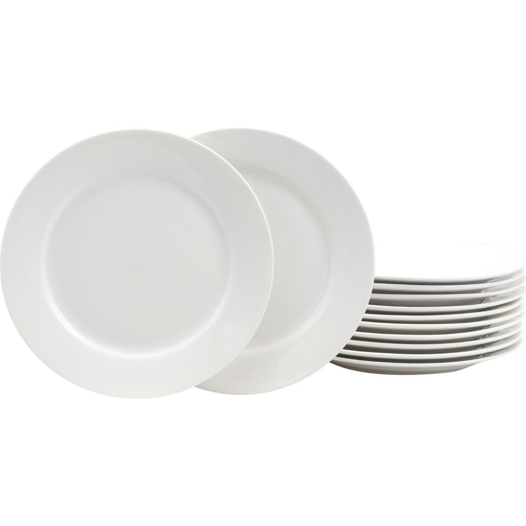 Gibson Home Noble Court 7.5 Inch Dessert Plate Set , Set Of 12 In White