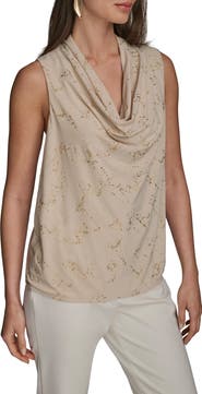 Donna Karan New York Metallic Cowl Neck Sleeveless Top