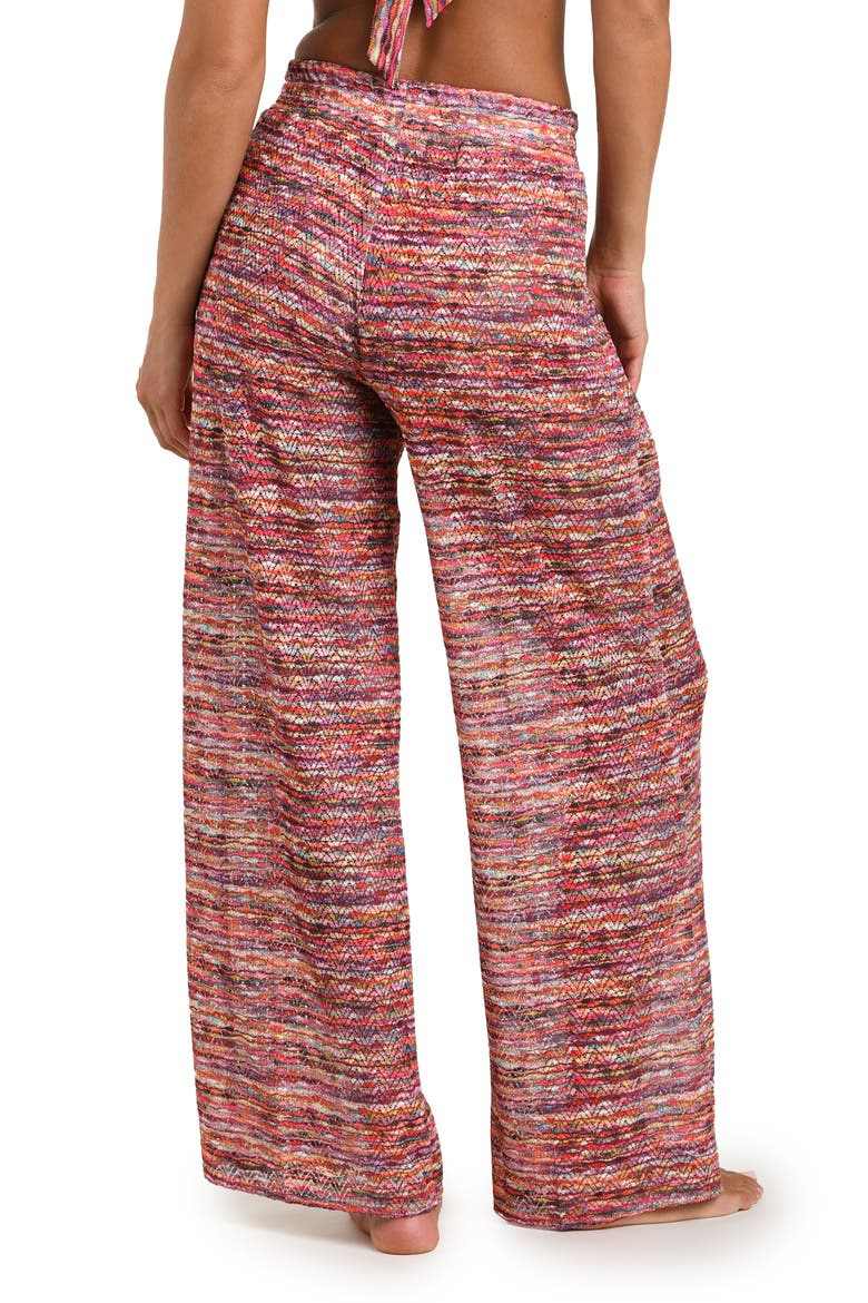 Shimmer Ripple Pointelle Stitch Wide Leg Cover-Up Pants, Alternate, color, PINK MULTI