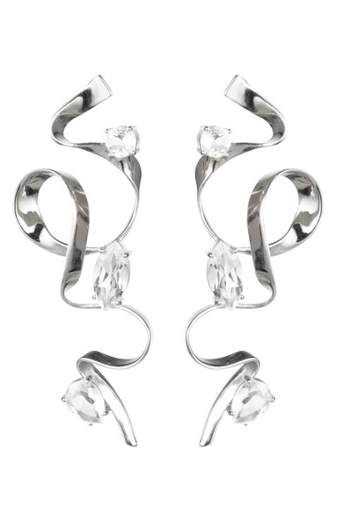 Crystal Ribbon Drop Earrings