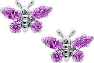 Mignonette Butterfly Birthstone Sterling Silver Earrings