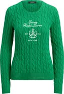 Lauren Ralph Lauren Embroidered Crest Cable Sweater