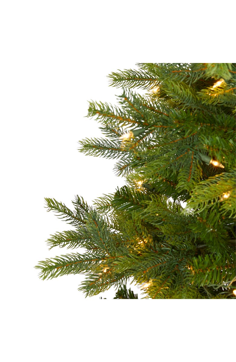 NEARLY NATURAL 4-ft North Carolina Spruce Artificial Christmas Tree with 100 Clear Lights and 207 Bendable Branches, Alternate, color, Green