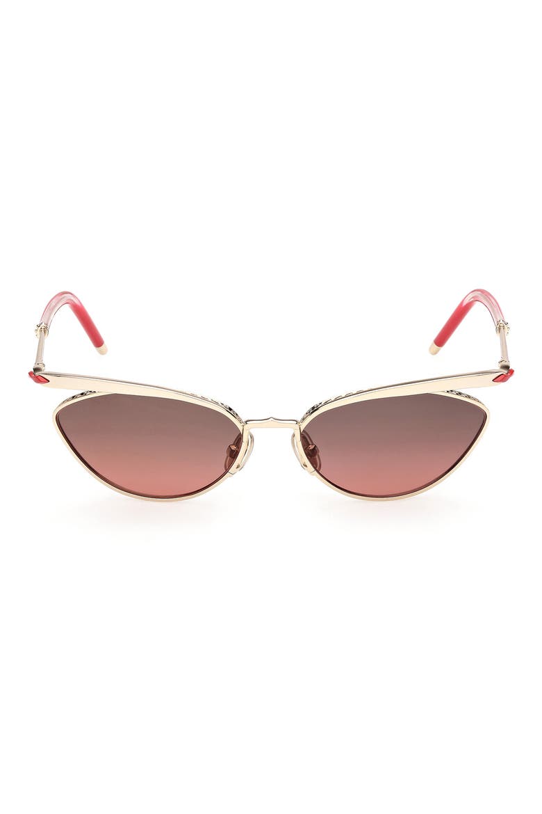 56mm Geometric Sunglasses, Main, color, GOLD / RED / ZEISS SMOKE RED