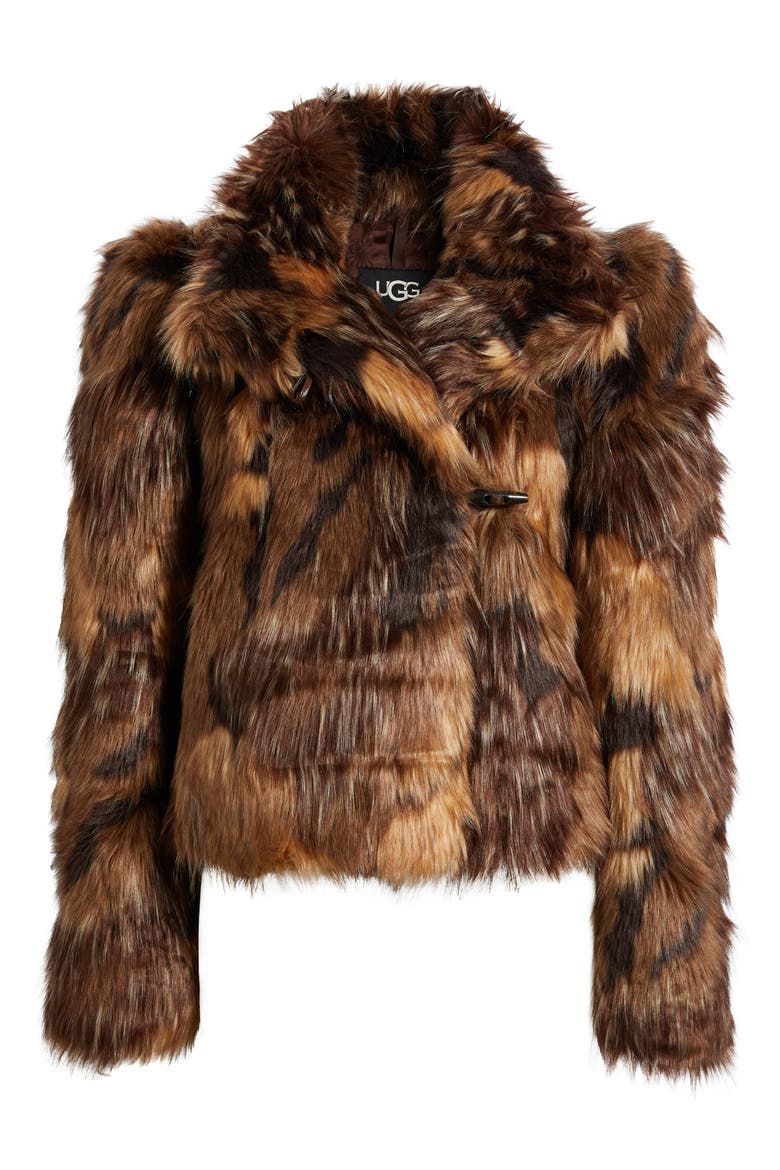 Tesie Faux Fur Toggle Jacket, Main, color, BURNT CEDAR MULTI