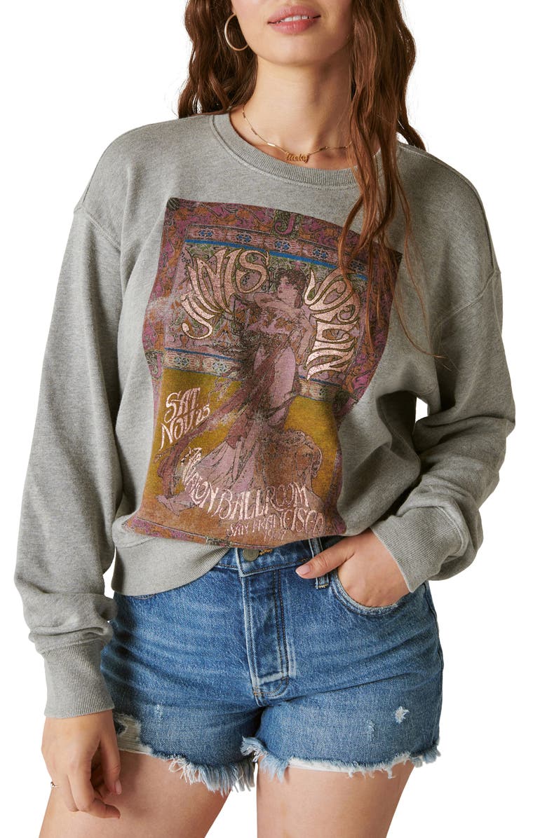 Lucky Brand Janis Joplin Poster Sweatshirt, Main, color, 
