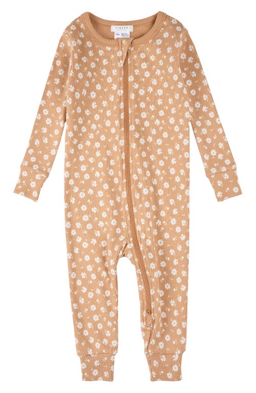 FIRSTS by Petit Lem Floral Cotton Rib Fitted One-Piece Pajamas in Spice  product