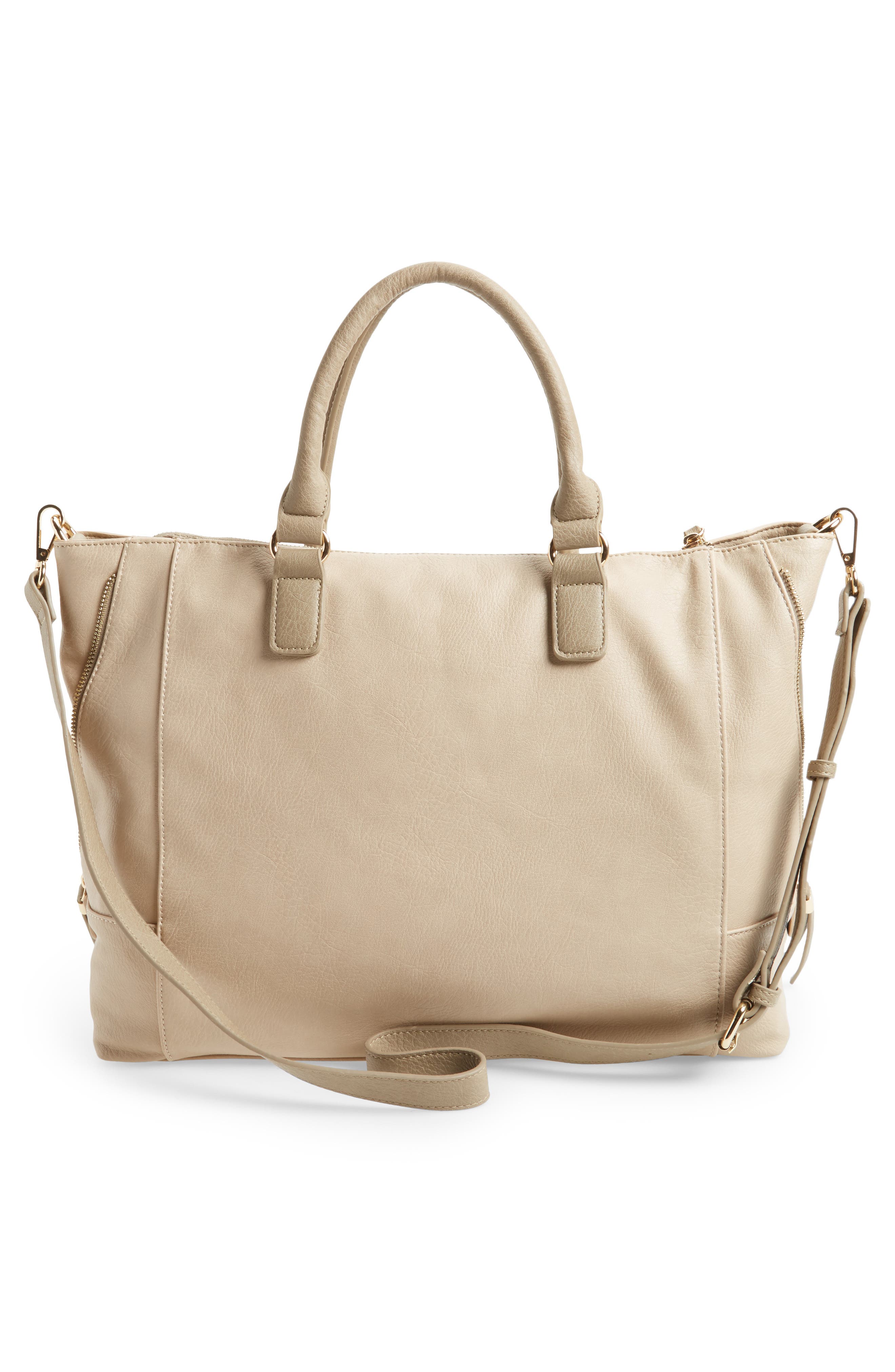 'Susan' Winged Faux Leather Tote, Alternate, color, TAUPE