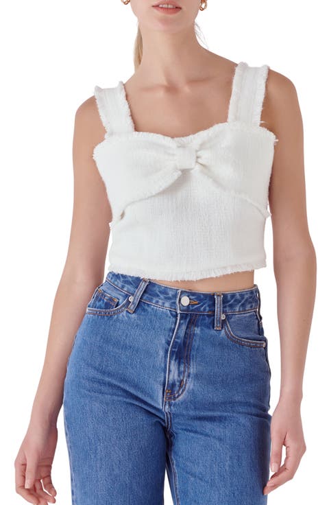 Bow Tweed Crop Top