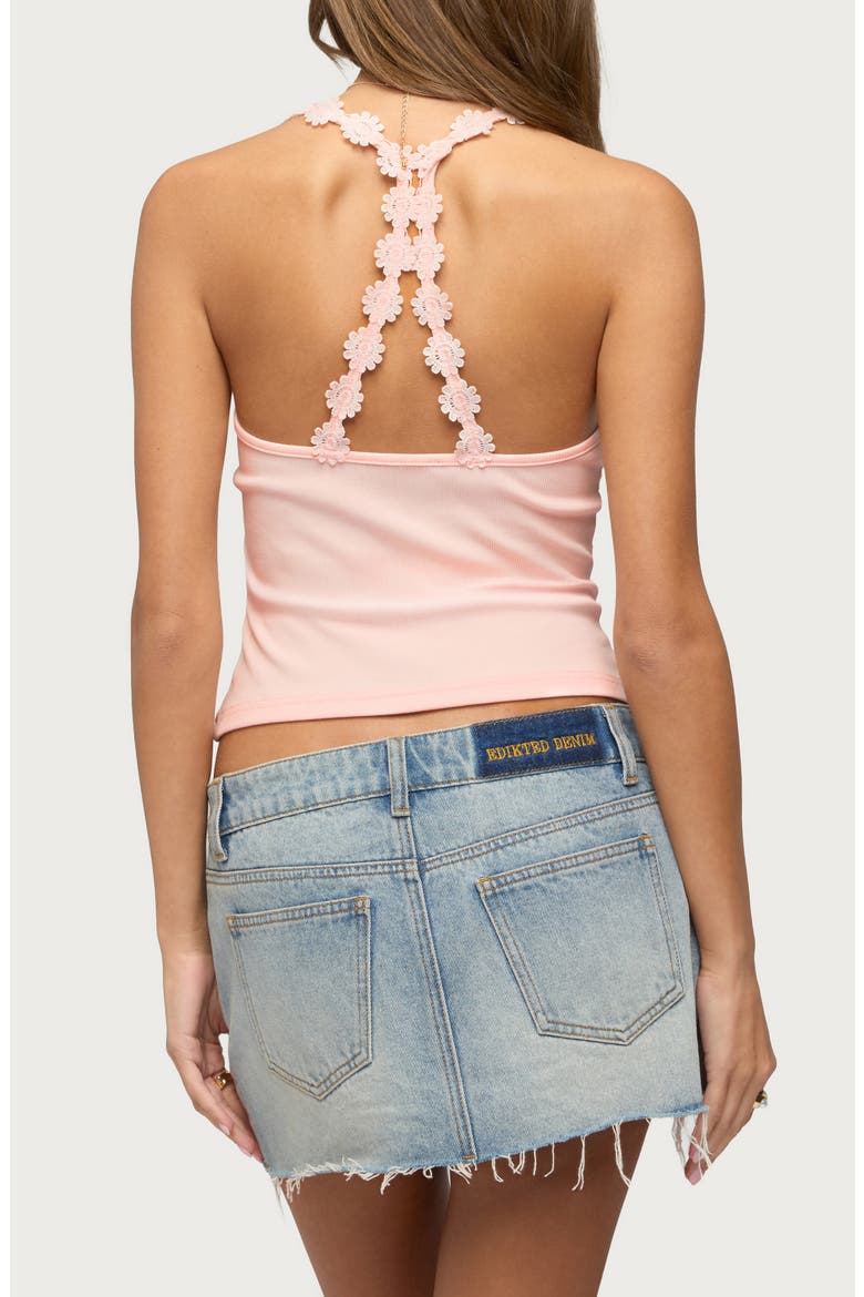 Caila Flower Strap Rib Tank, Alternate, color, PINK