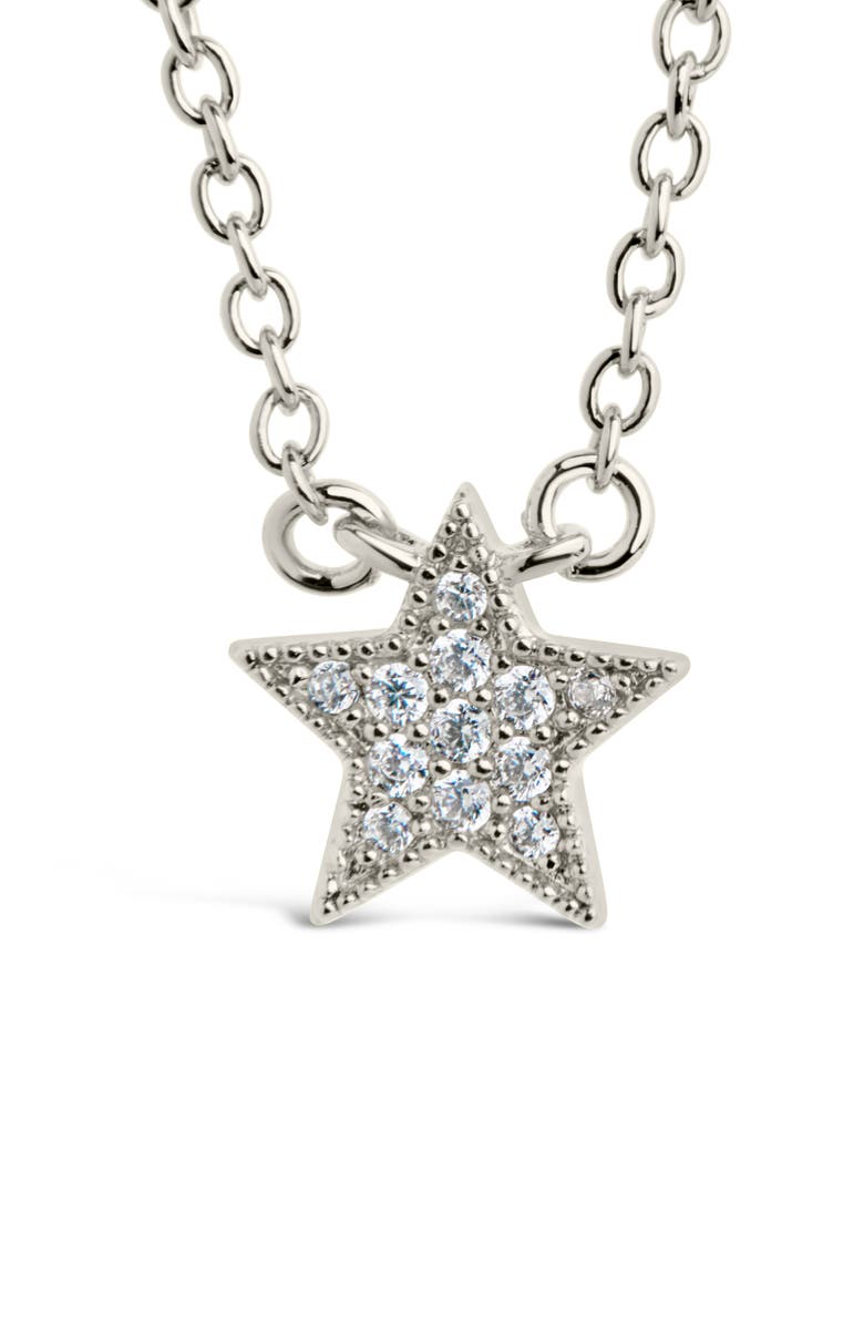Sterling Forever Dainty Everyday Cubic Zirconia Star Pendant Necklace, Main, color, Silver