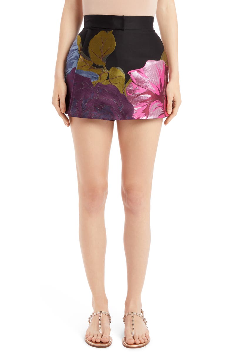 Valentino Metallic Floral Brocade Skort, Main, color, 