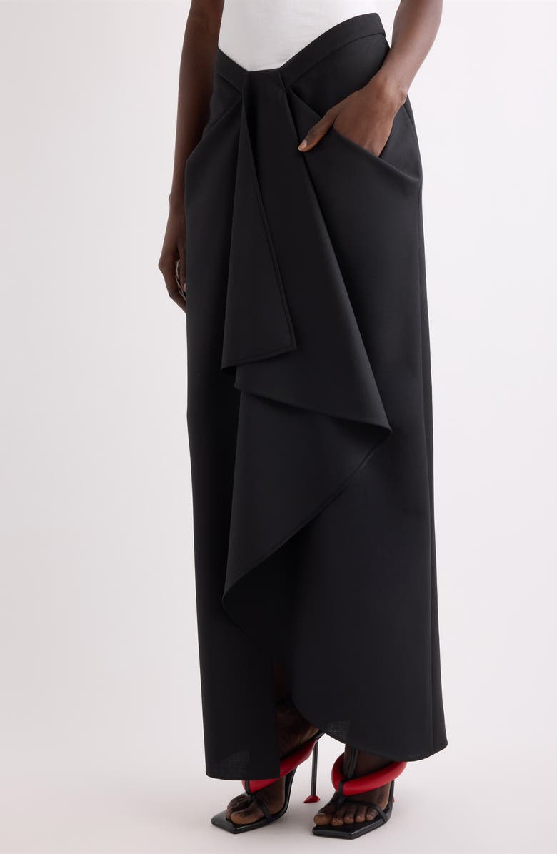 Givenchy Draped Wool & Mohair Column Skirt, Alternate, color, Black