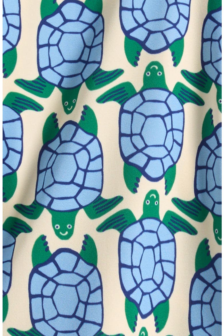 Turtle Print Rash Guard & Swim Trunks Set, Alternate, color, BLUE GEO TURTLES